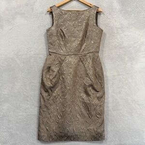 Banana Republic Dress Womens 10 Metallic Brocade Jacquard Sheath Pencil V-Back